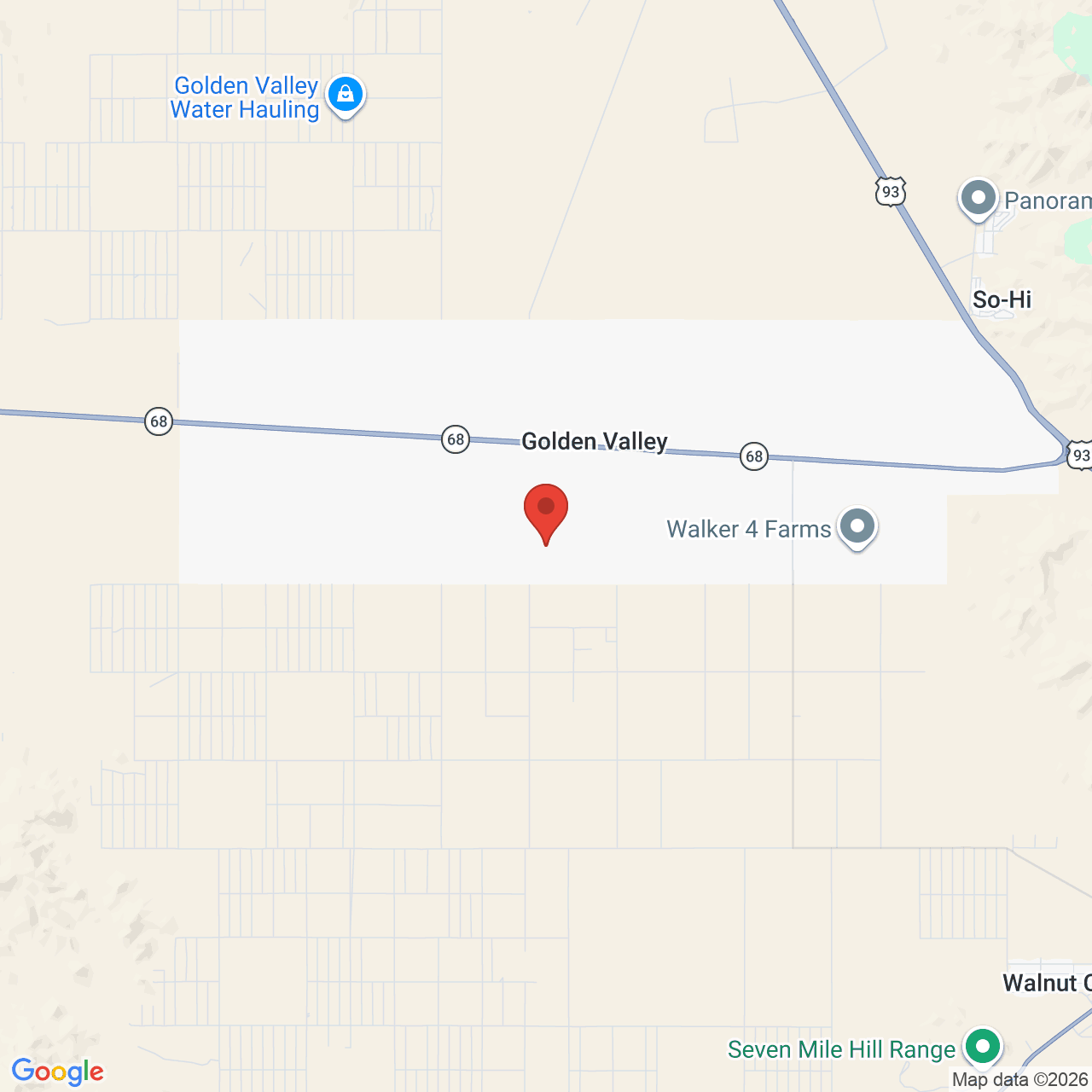 Map showing the flower delivery area in Golden Valley, Arizona