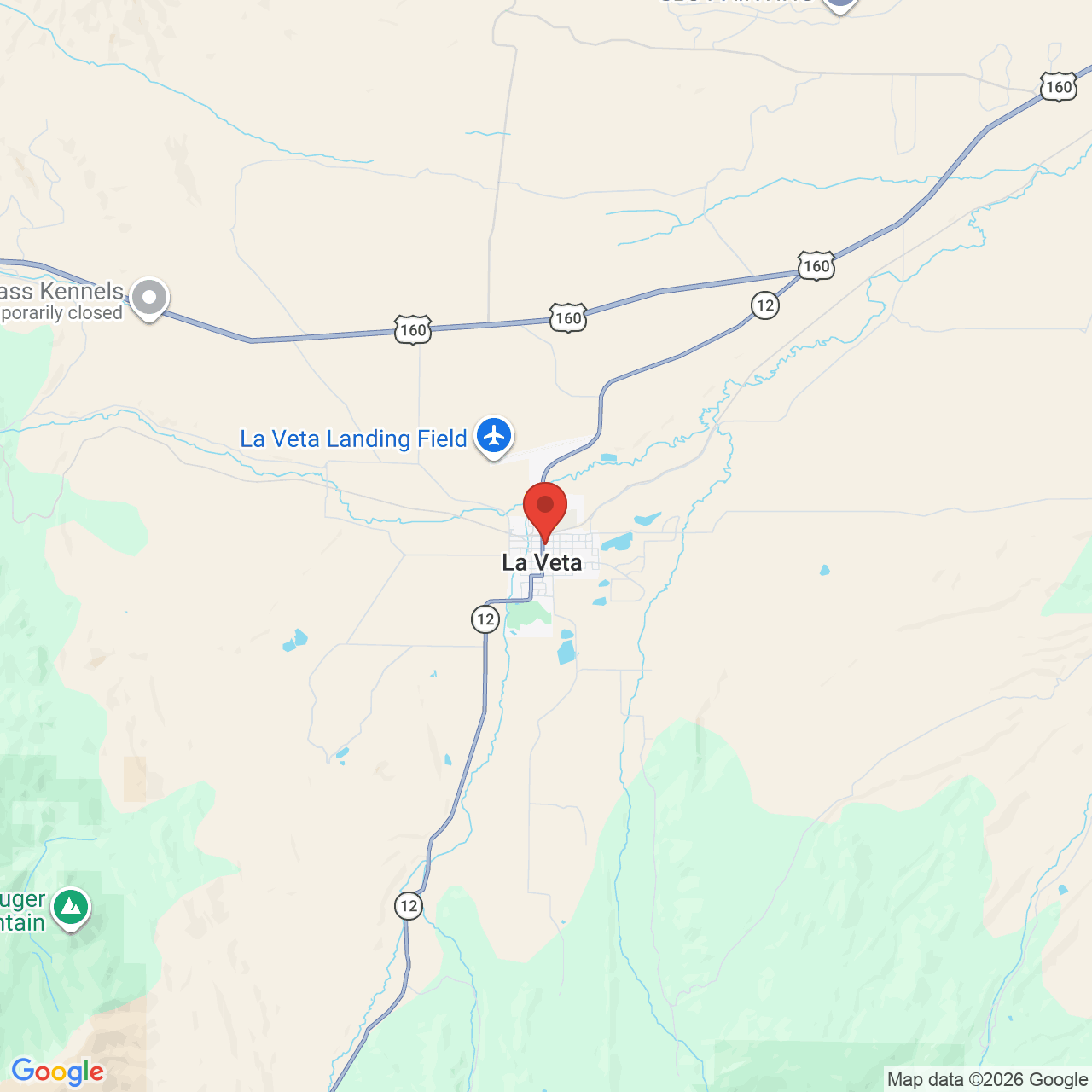 Map showing the flower delivery area in La Veta, Colorado