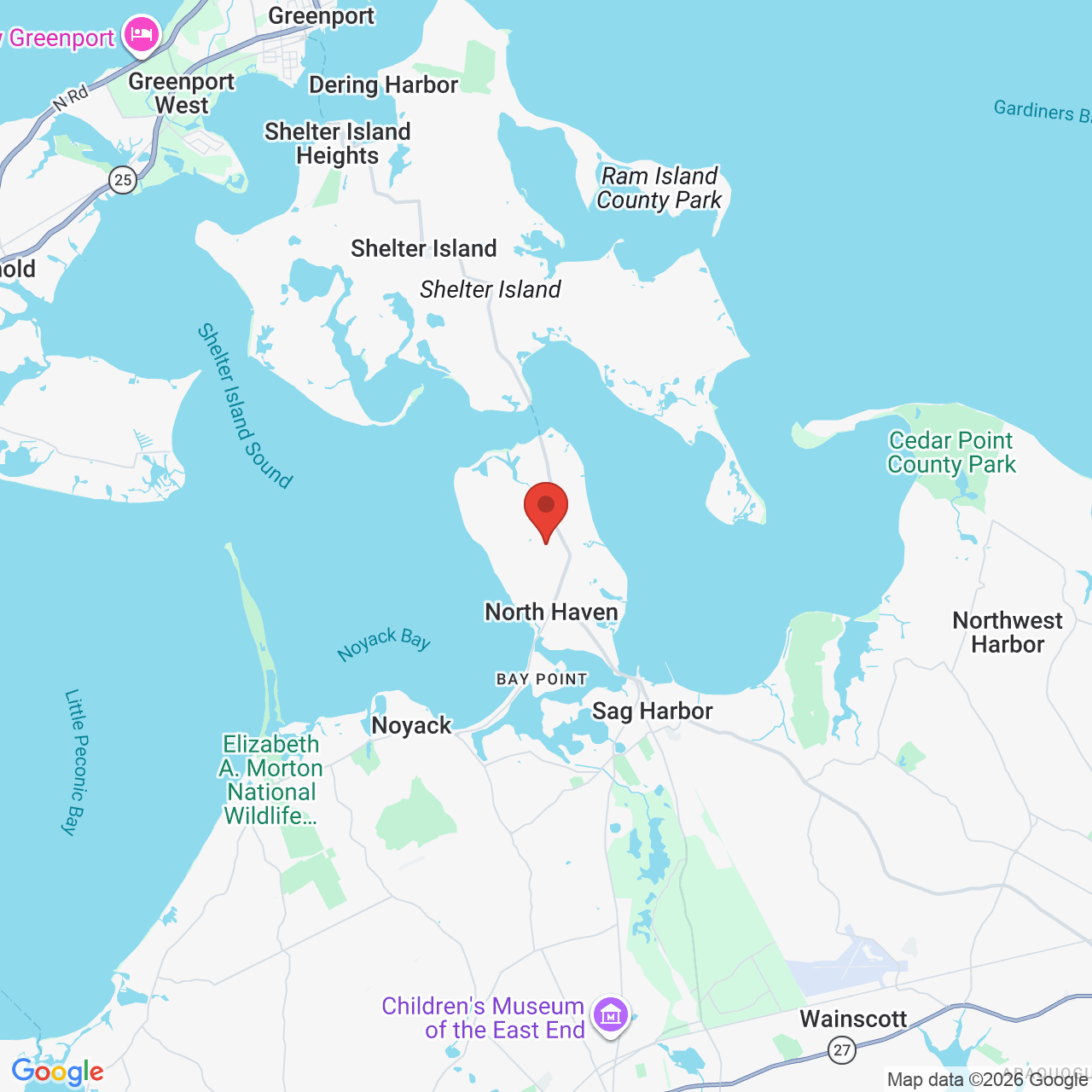 Map showing the flower delivery area in North Haven, New York