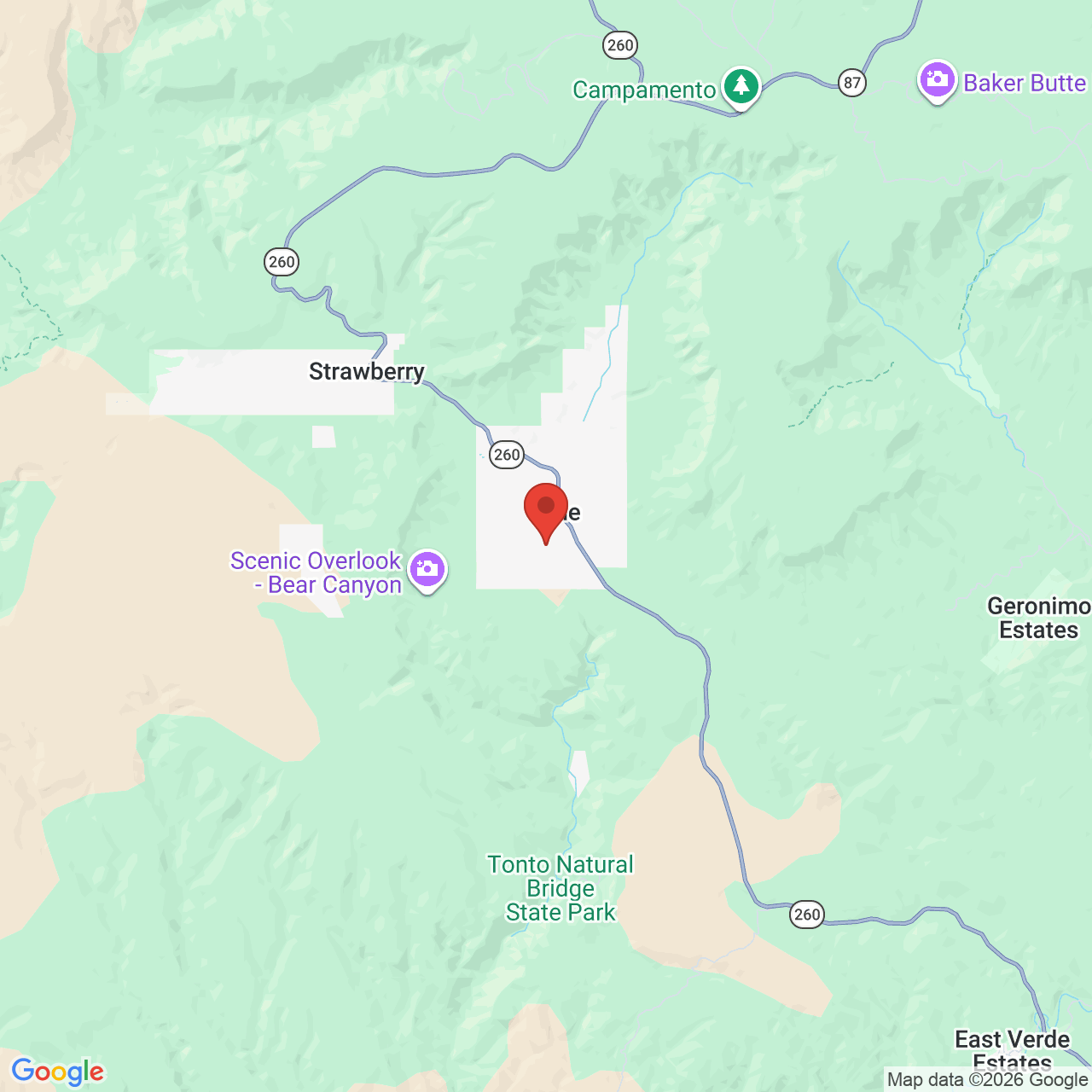 Map showing the flower delivery area in Pine, Arizona