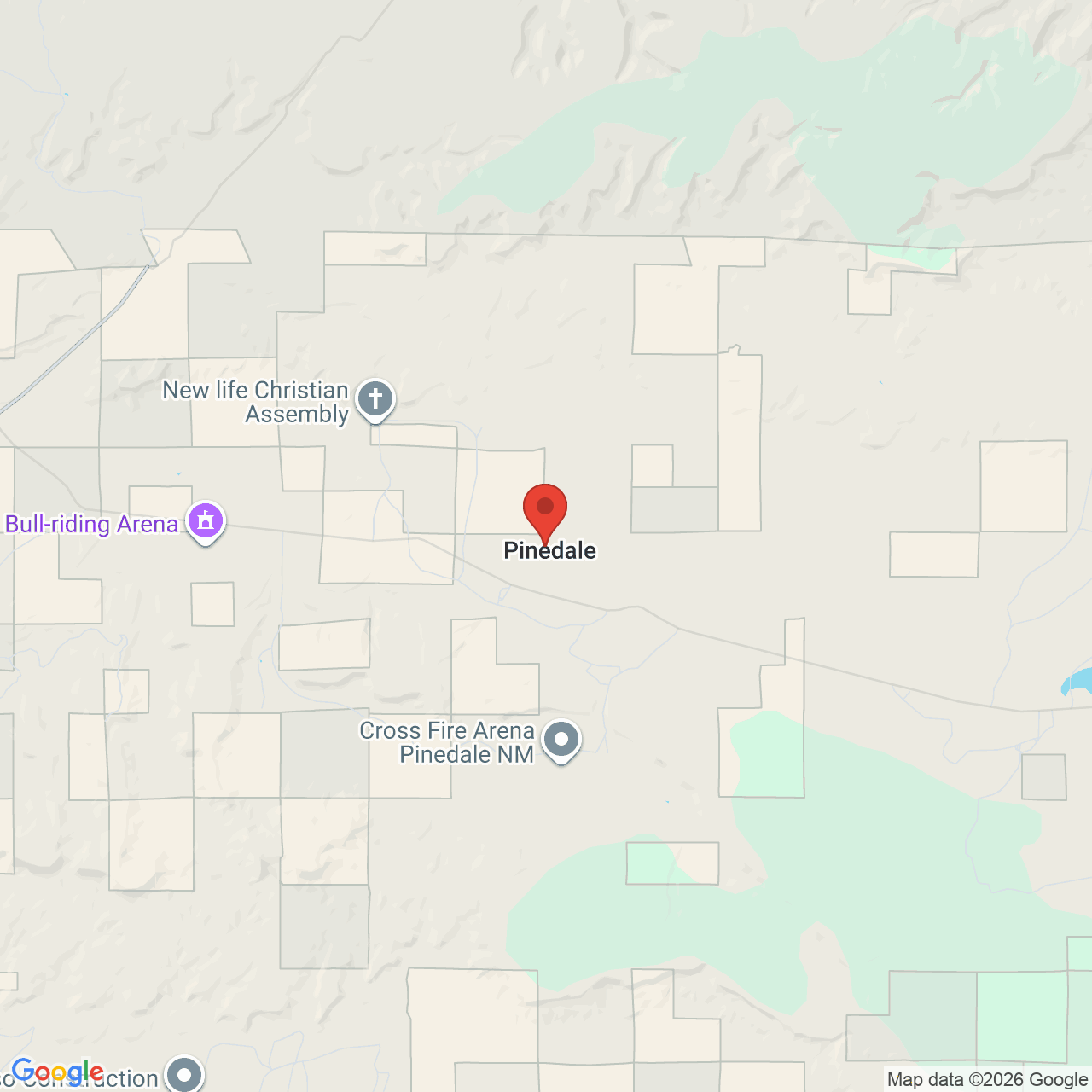 Map showing the flower delivery area in Pinedale, New Mexico