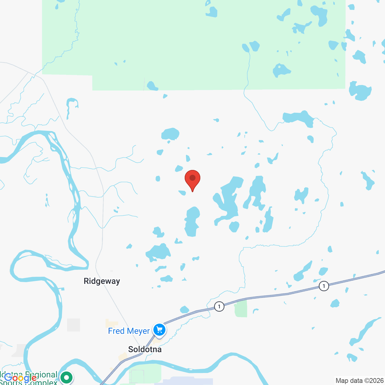 Map showing the flower delivery area in Ridgeway, Alaska
