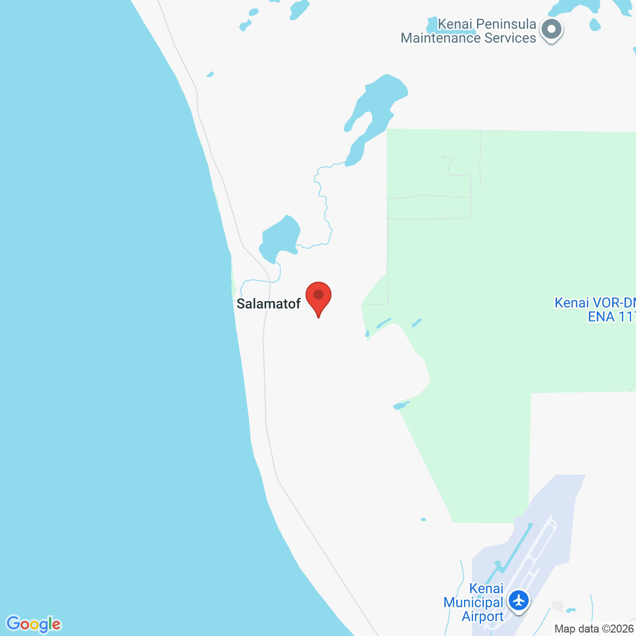 Map showing the flower delivery area in Salamatof, Alaska