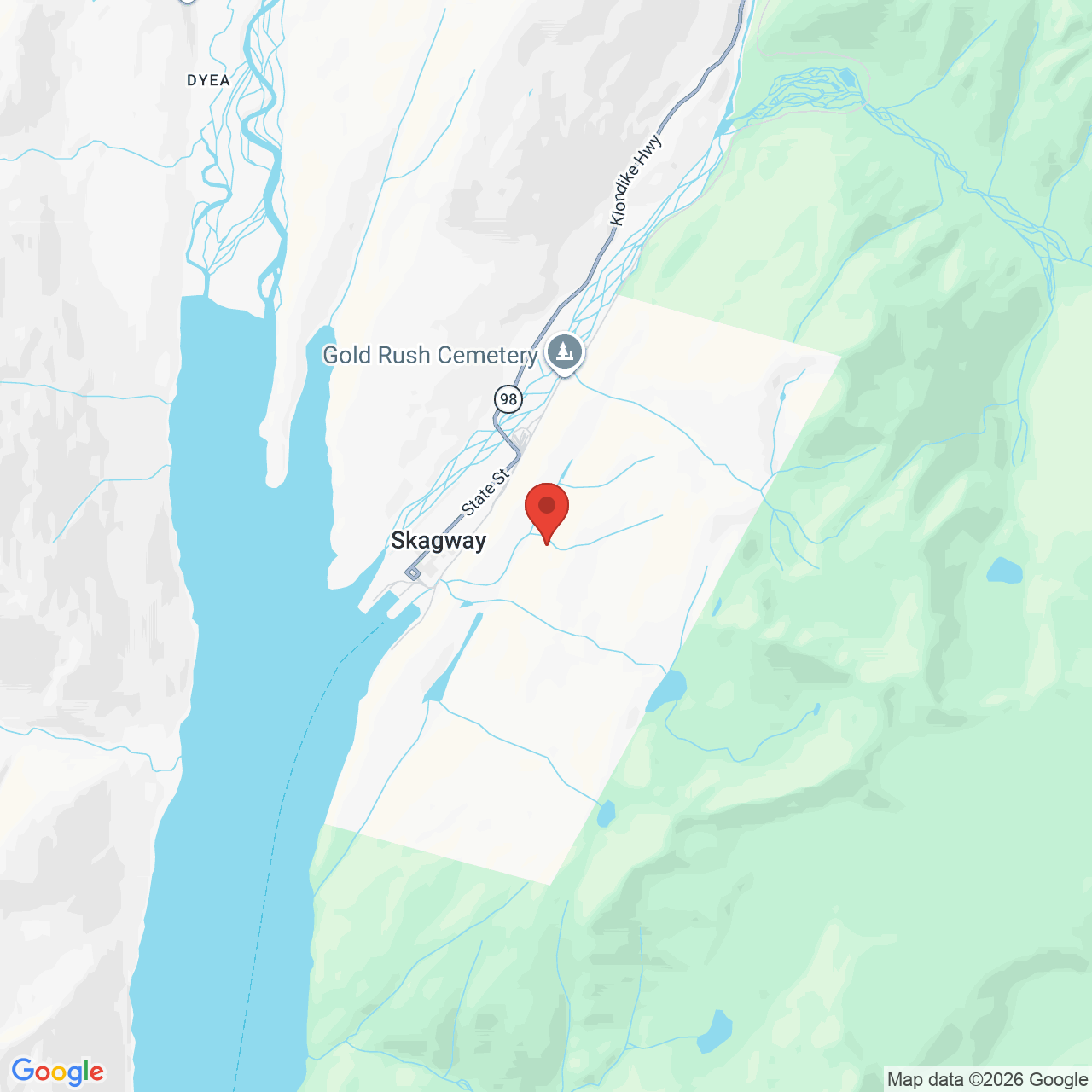 Map showing the flower delivery area in Skagway, Alaska