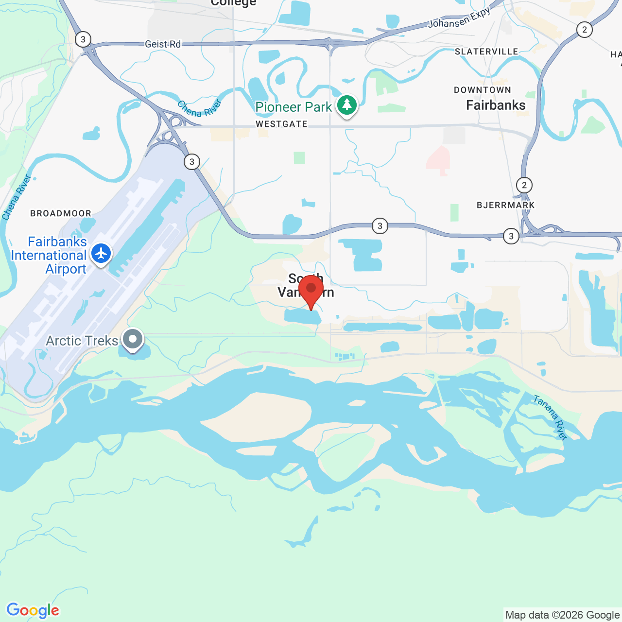 Map showing the flower delivery area in South Van Horn, Alaska