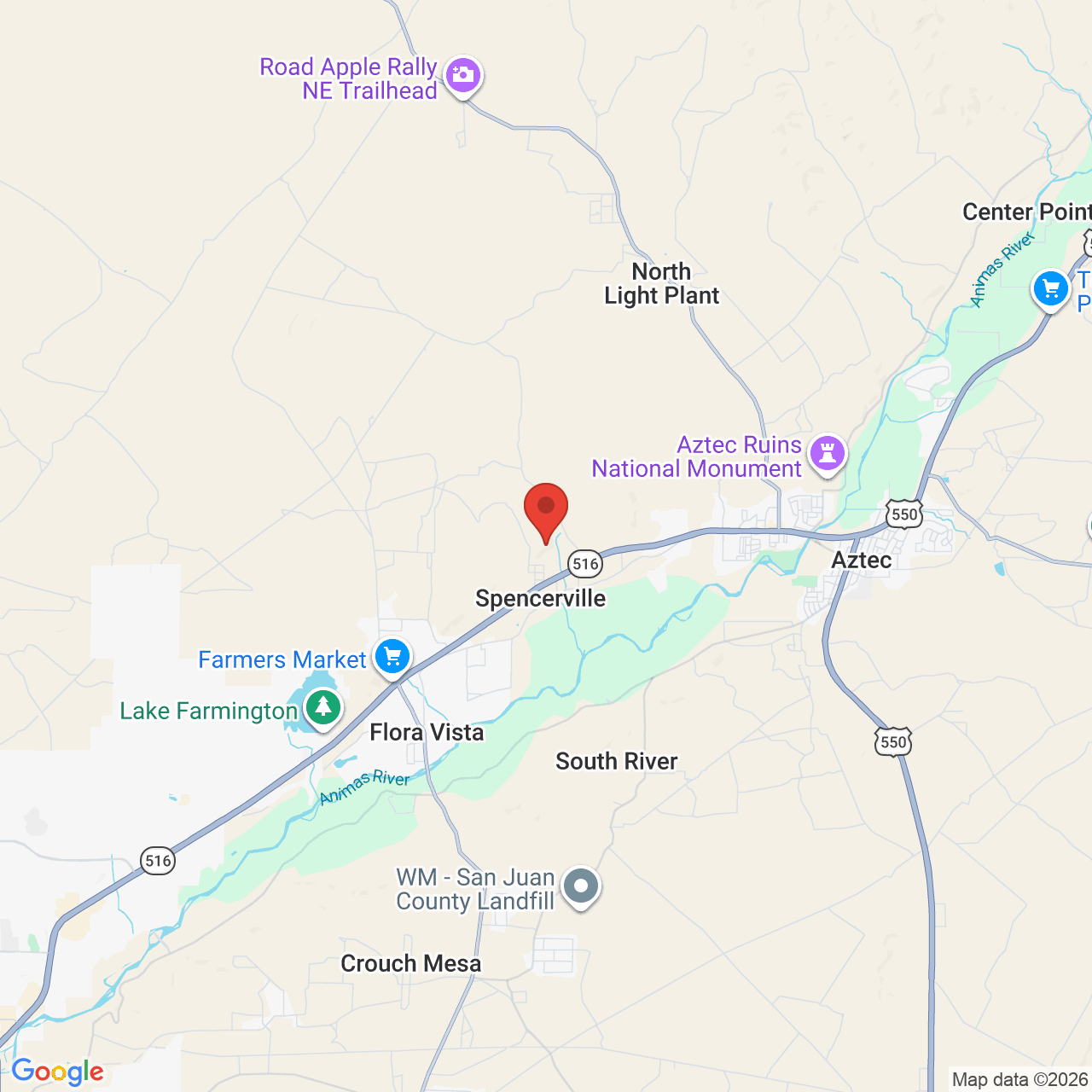 Map showing the flower delivery area in Spencerville, New Mexico