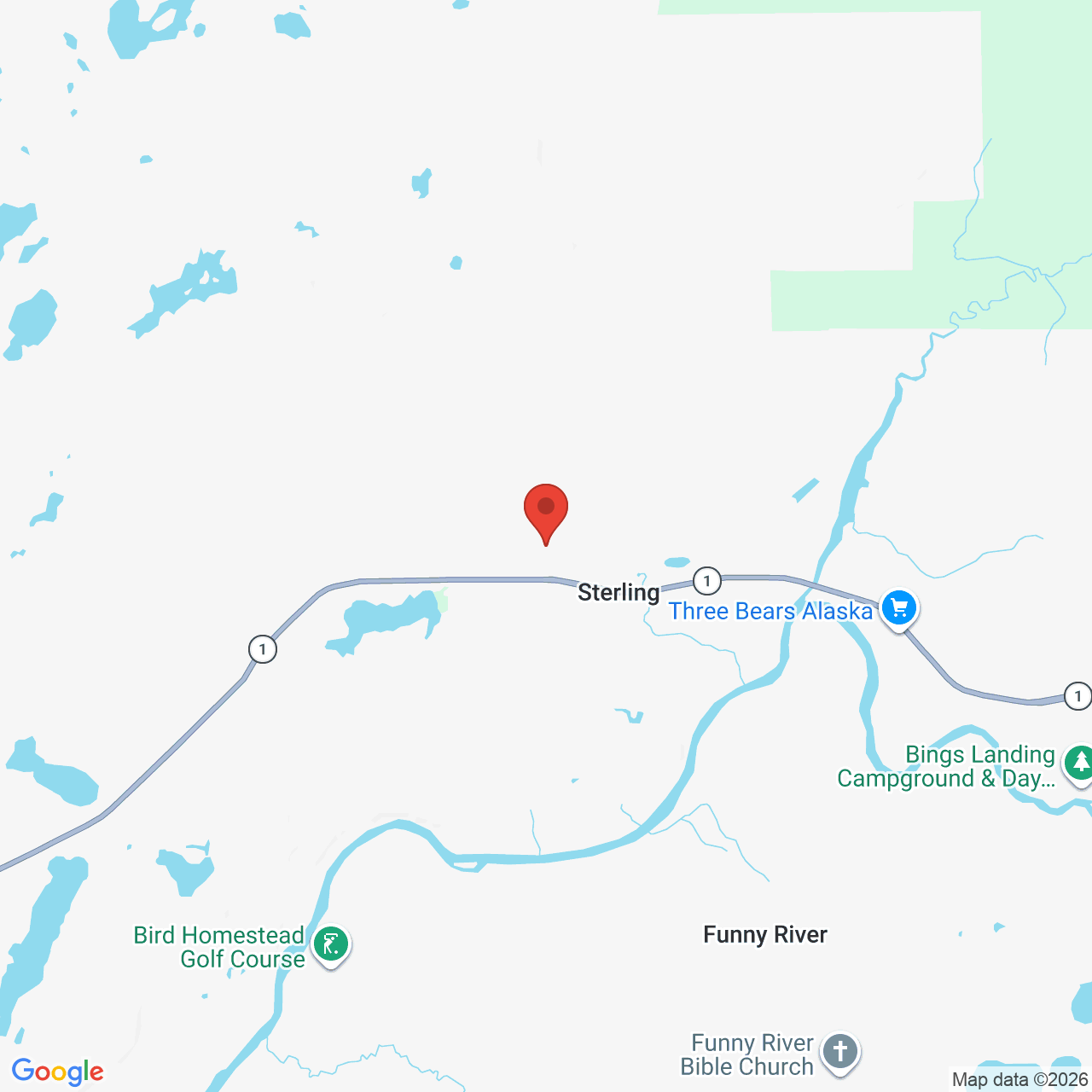 Map showing the flower delivery area in Sterling, Alaska