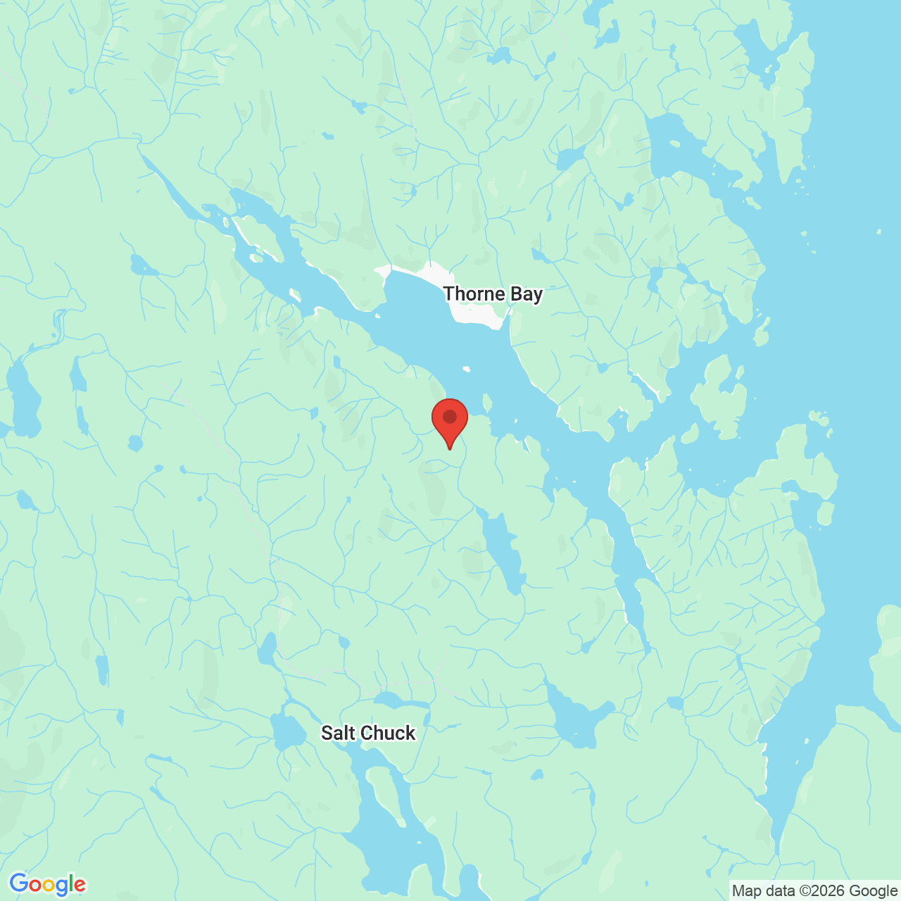 Map showing the flower delivery area in Thorne Bay, Alaska