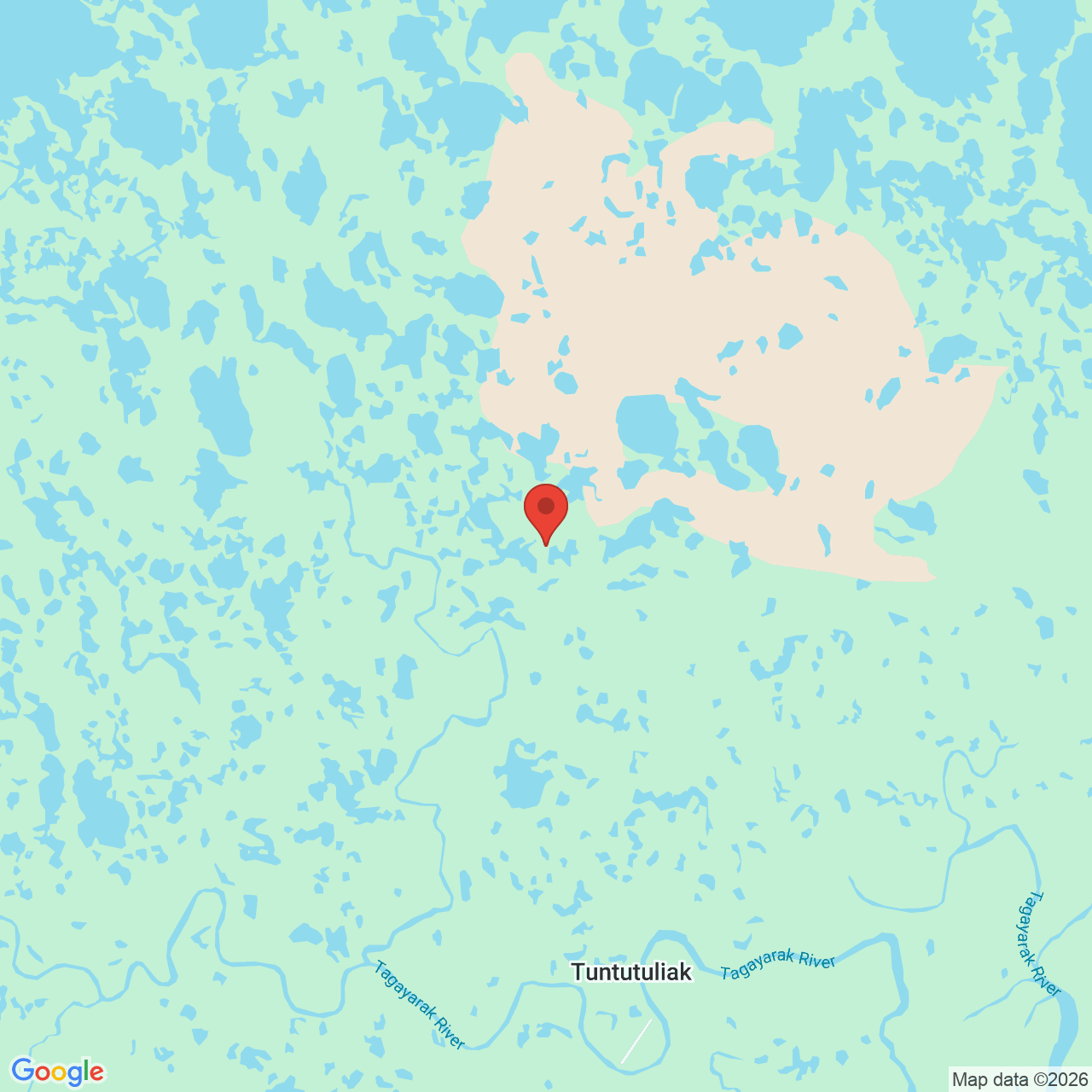 Map showing the flower delivery area in Tuntutuliak, Alaska