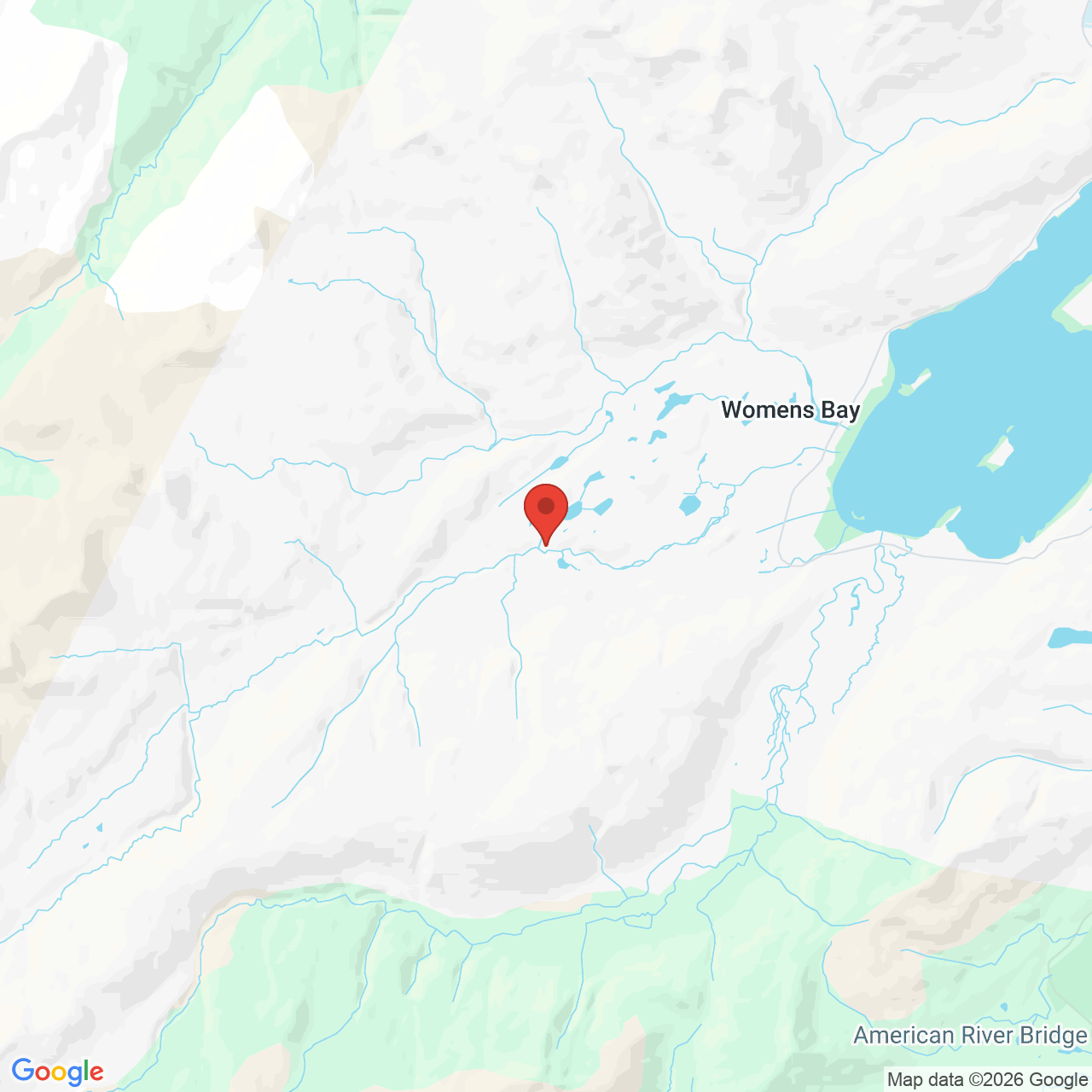 Map showing the flower delivery area in Womens Bay, Alaska