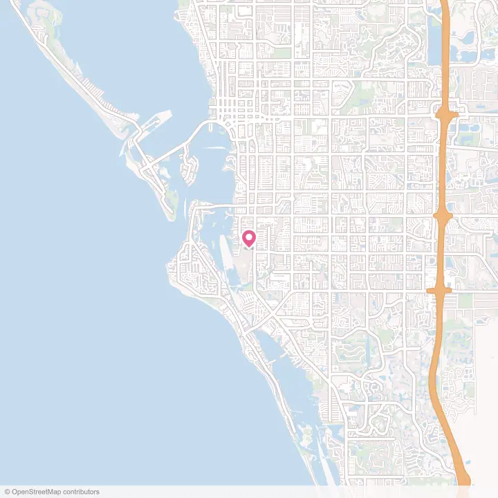 Map of the flower delivery area in South Sarasota, Florida