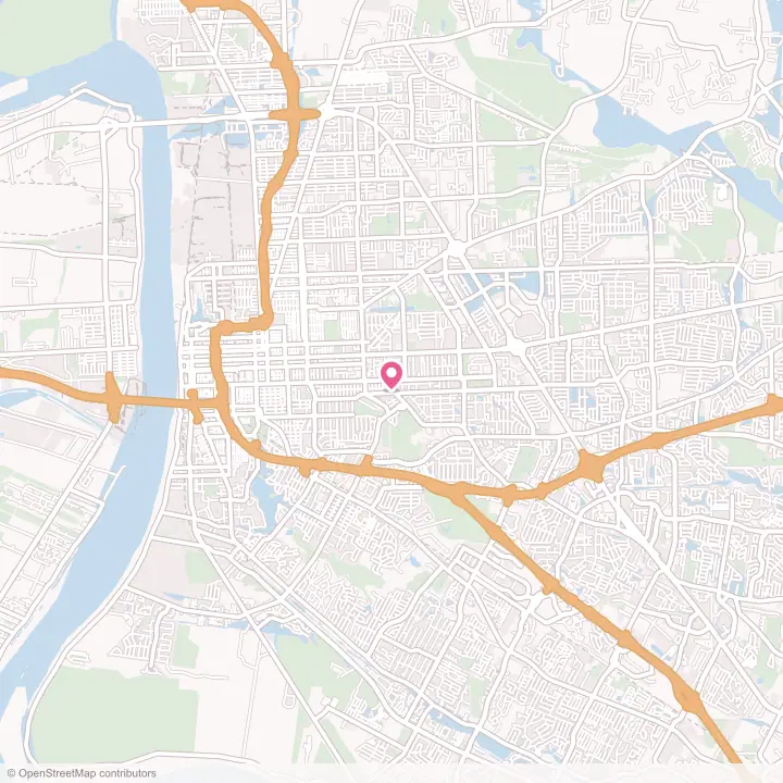 Map of the flower delivery area in Baton Rouge, Louisiana