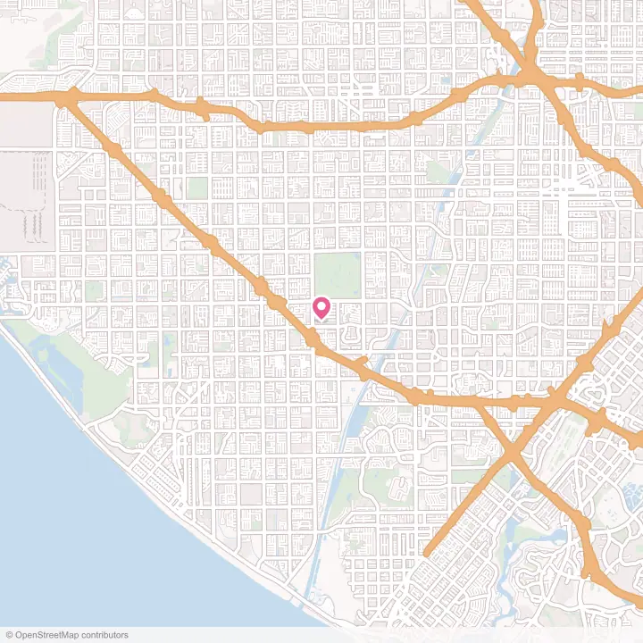 Map of the flower delivery area in Fountain Valley, California