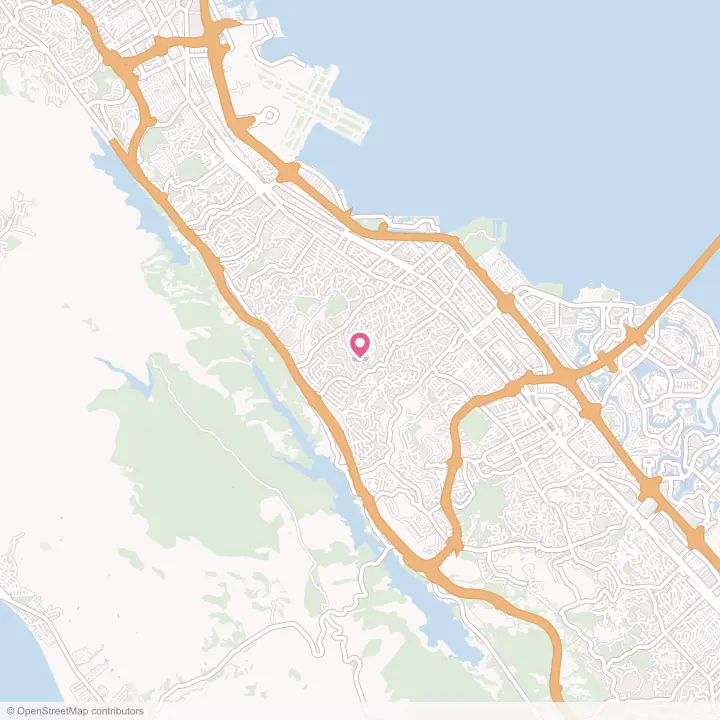Map of the flower delivery area in Hillsborough, California