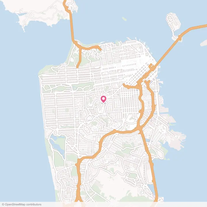 Map of the flower delivery area in San Francisco, California