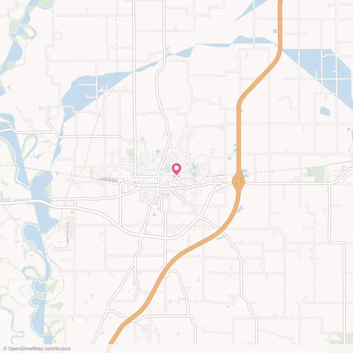 Map of the flower delivery area in Washington, Indiana