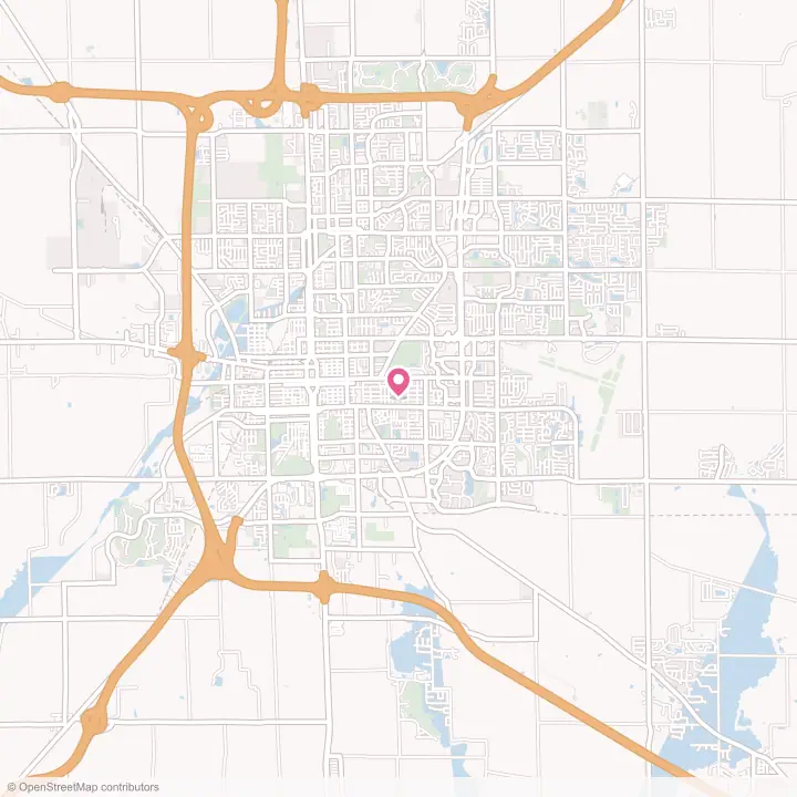 Map of the flower delivery area in Bloomington, Illinois
