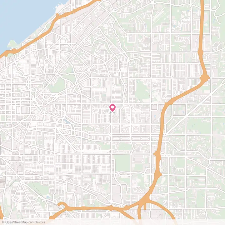 Map of the flower delivery area in University Heights, Ohio