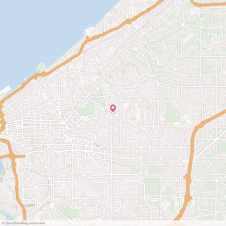 Map of the flower delivery area in Cleveland Heights, Ohio
