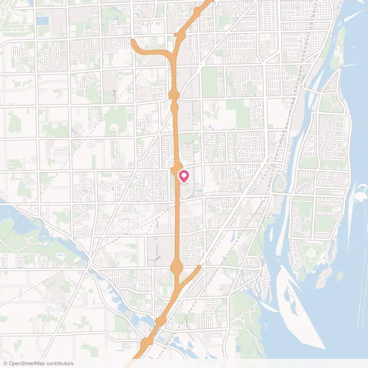 Map of the flower delivery area in Woodhaven, Michigan