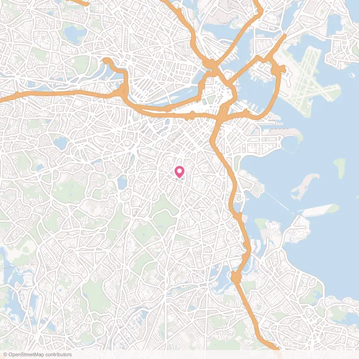 Map of the flower delivery area in Boston, Massachusetts