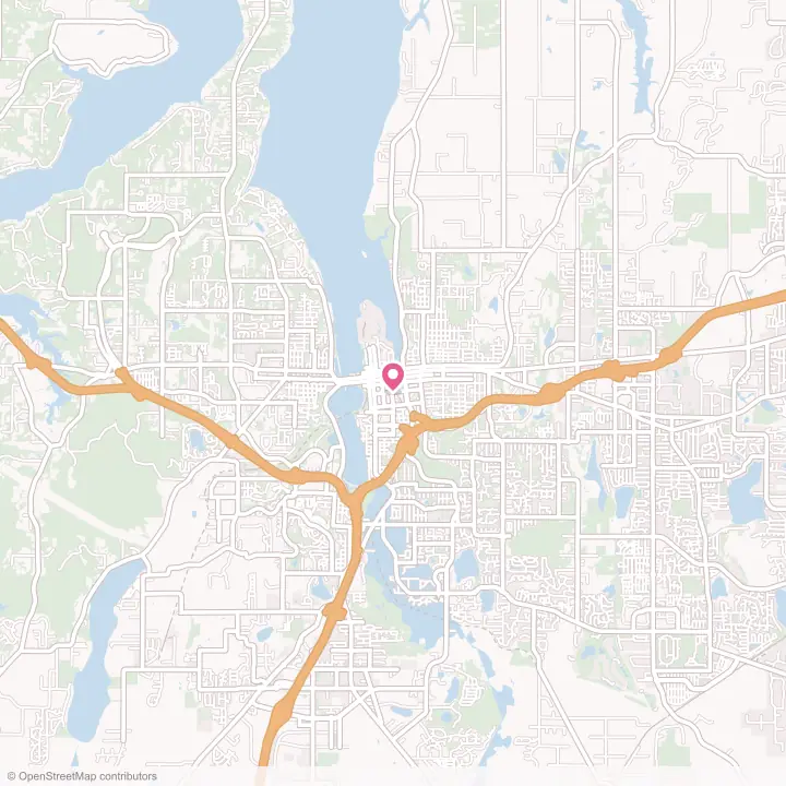 Map of the flower delivery area in Olympia, Washington