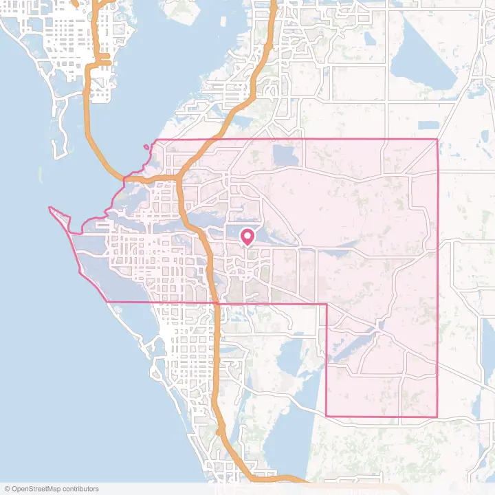 Map of the flower delivery area in Manatee County, Florida