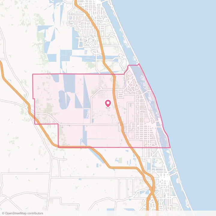 Map of the flower delivery area in Indian River County, Florida