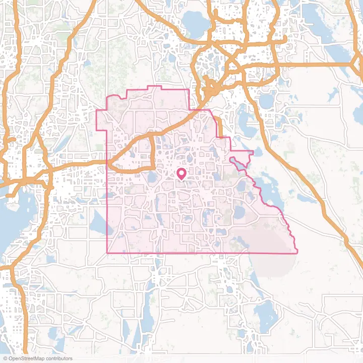 Map of the flower delivery area in Polk County, Florida