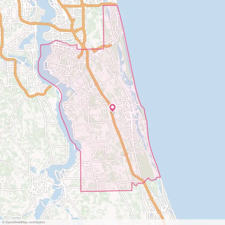 Map of the flower delivery area in St. Johns County, Florida