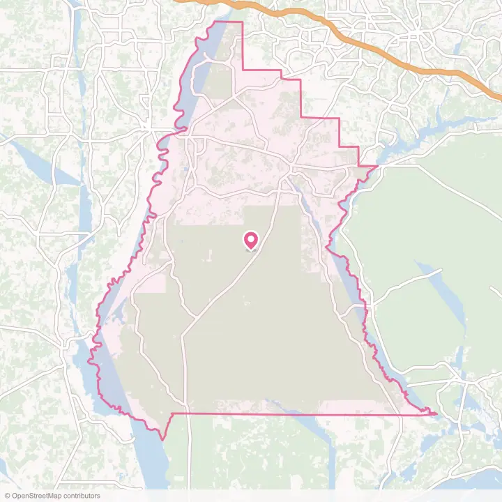 Map of the flower delivery area in Liberty County, Florida
