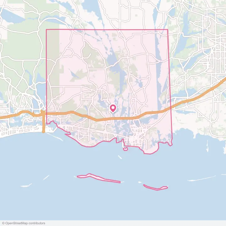 Map of the flower delivery area in Jackson County, Mississippi