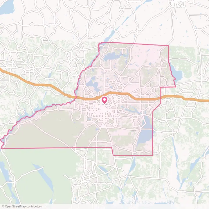 Map of the flower delivery area in Leon County, Florida