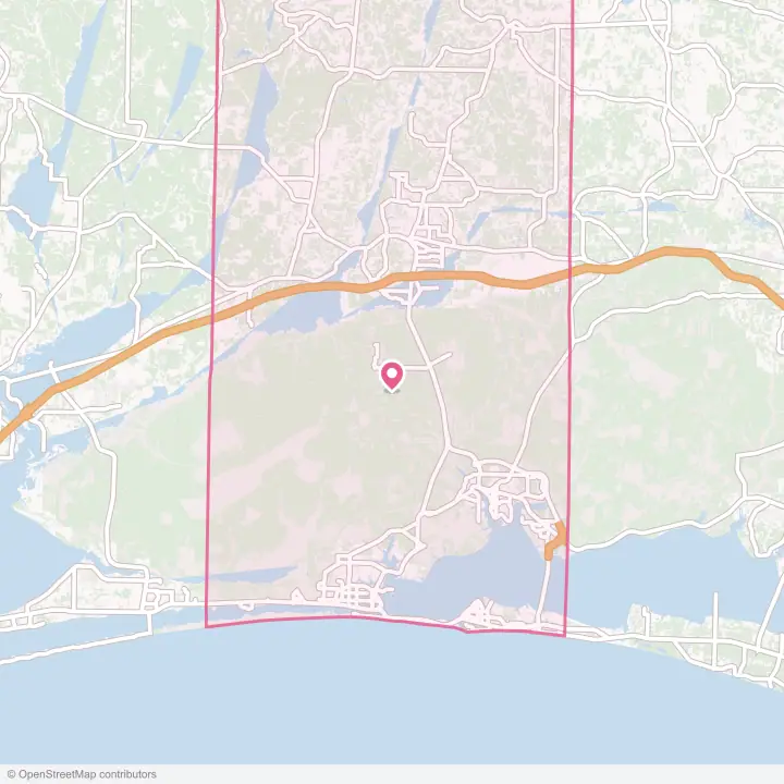 Map of the flower delivery area in Okaloosa County, Florida