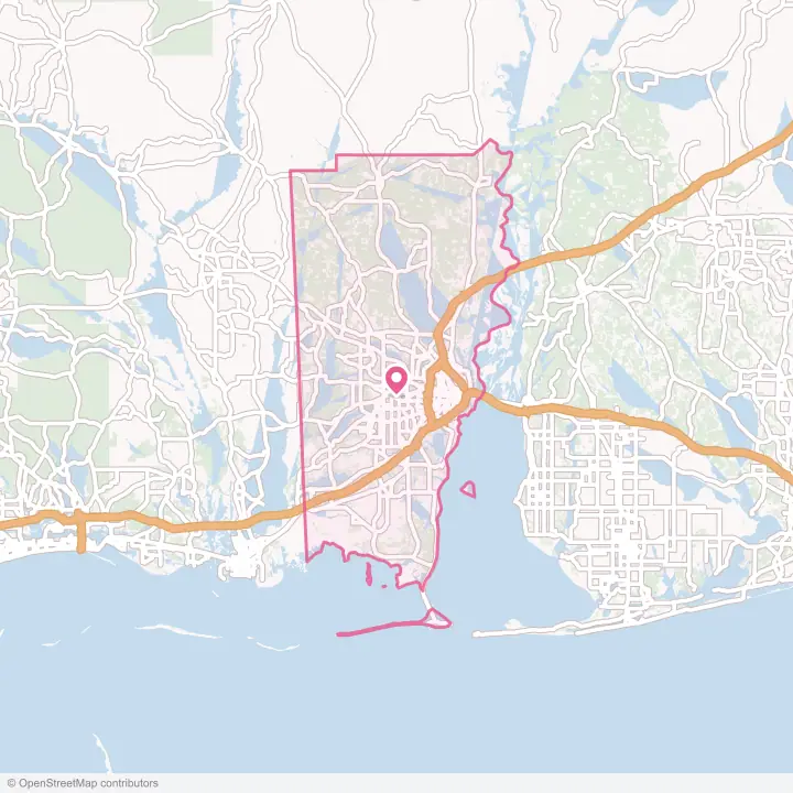 Map of the flower delivery area in Mobile County, Alabama