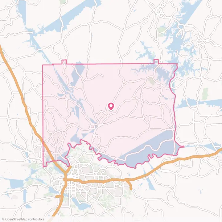 Map of the flower delivery area in Elmore County, Alabama