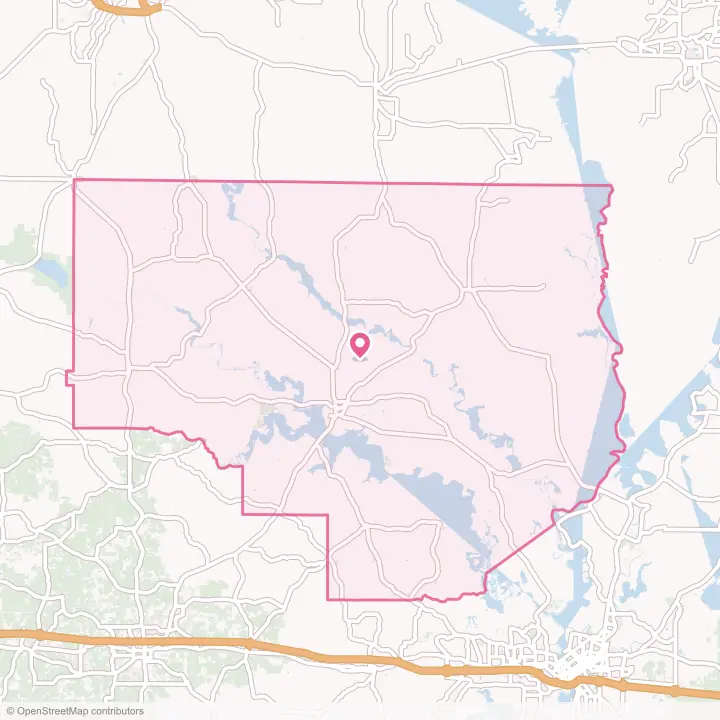 Map of the flower delivery area in Union Parish, Louisiana