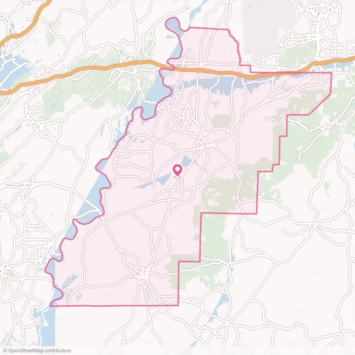Map of the flower delivery area in Talladega County, Alabama