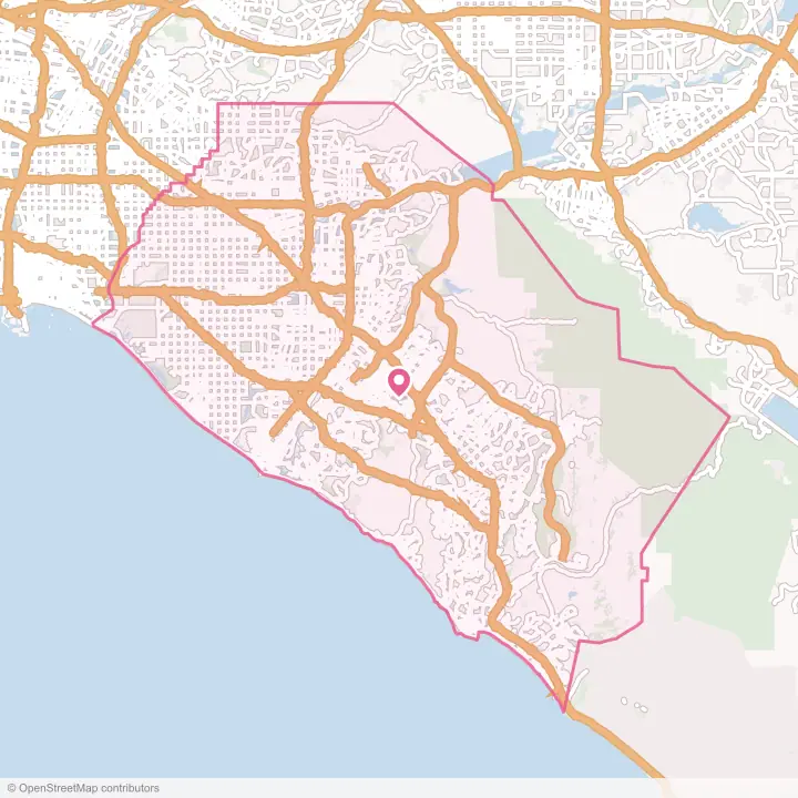 Map of the flower delivery area in Orange County, California