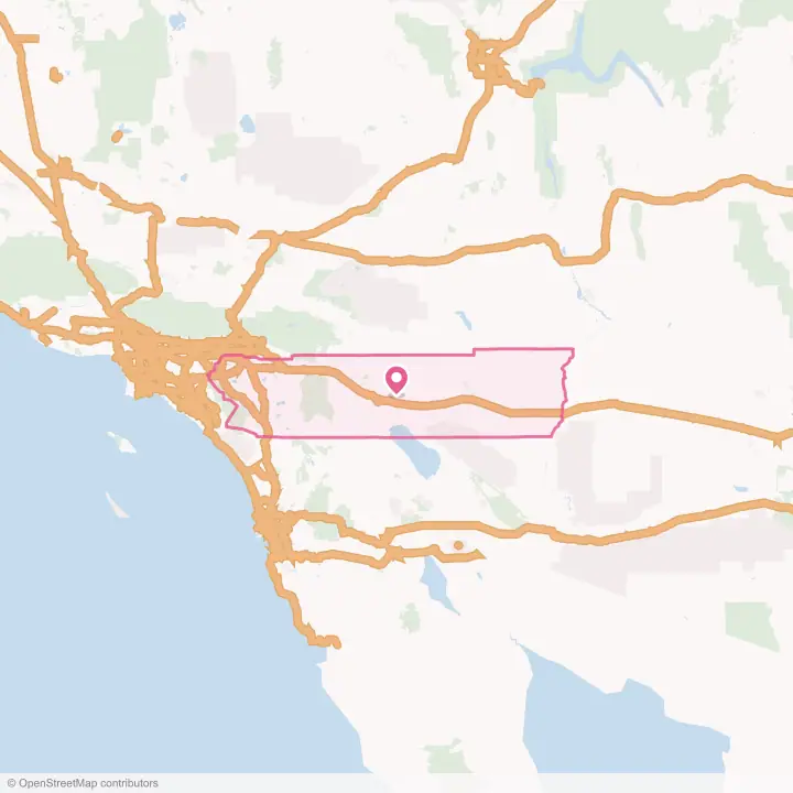 Map of the flower delivery area in Riverside County, California