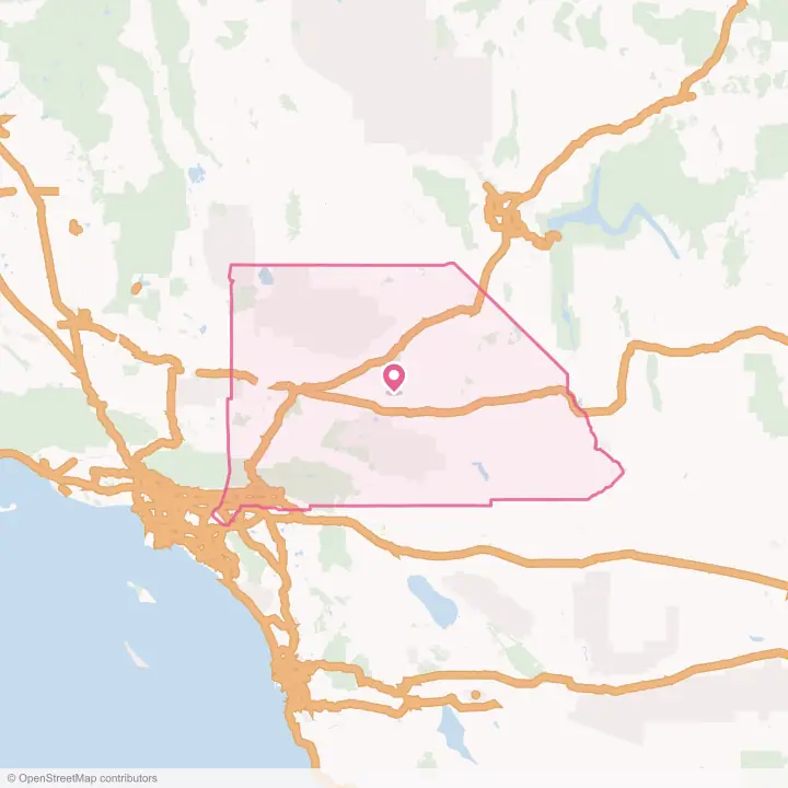 Map of the flower delivery area in San Bernardino County, California
