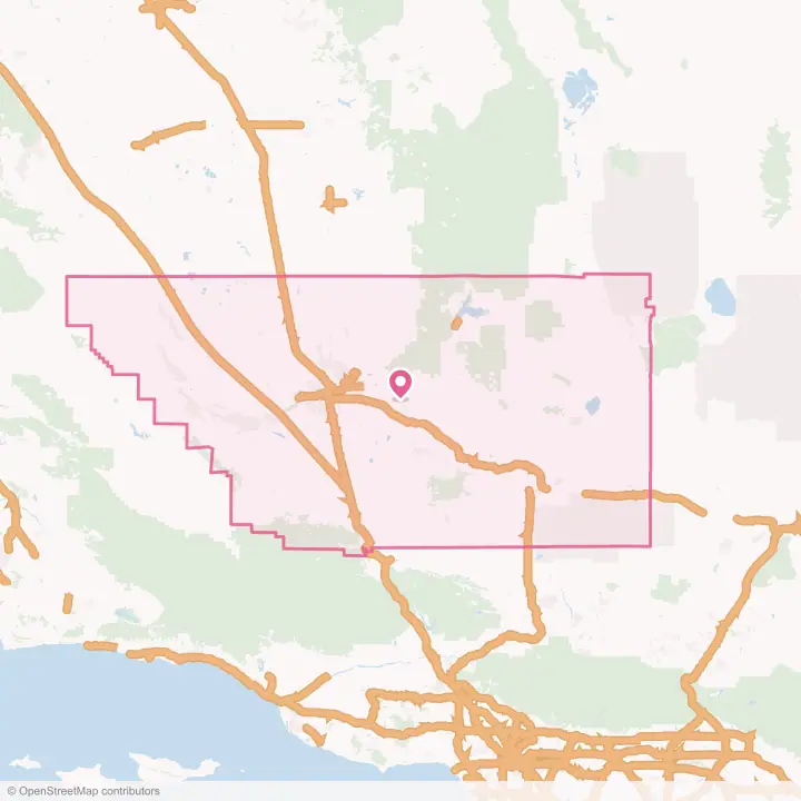 Map of the flower delivery area in Kern County, California