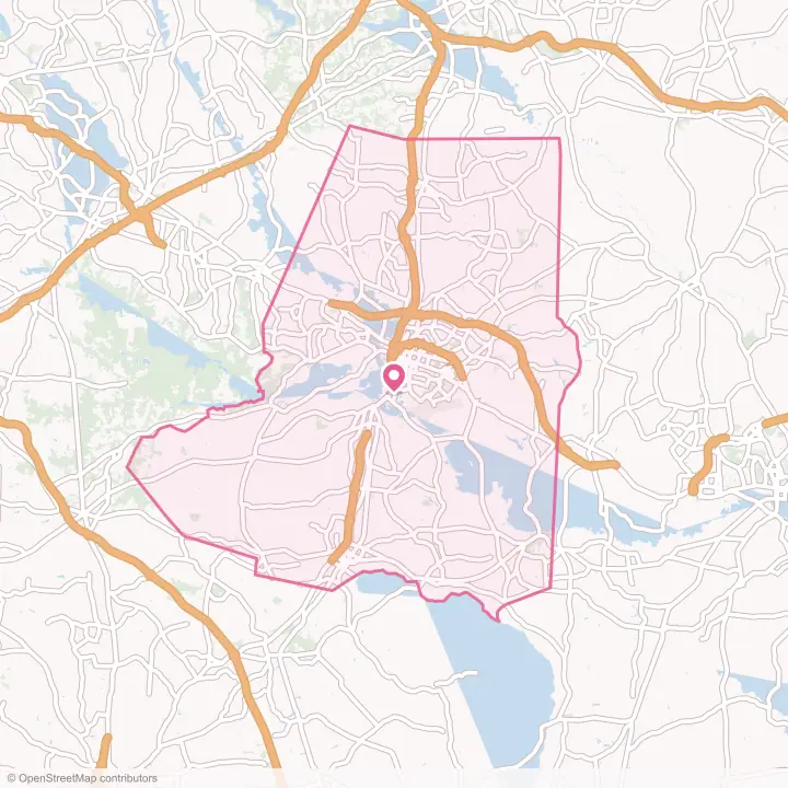 Map of the flower delivery area in Wayne County, North Carolina