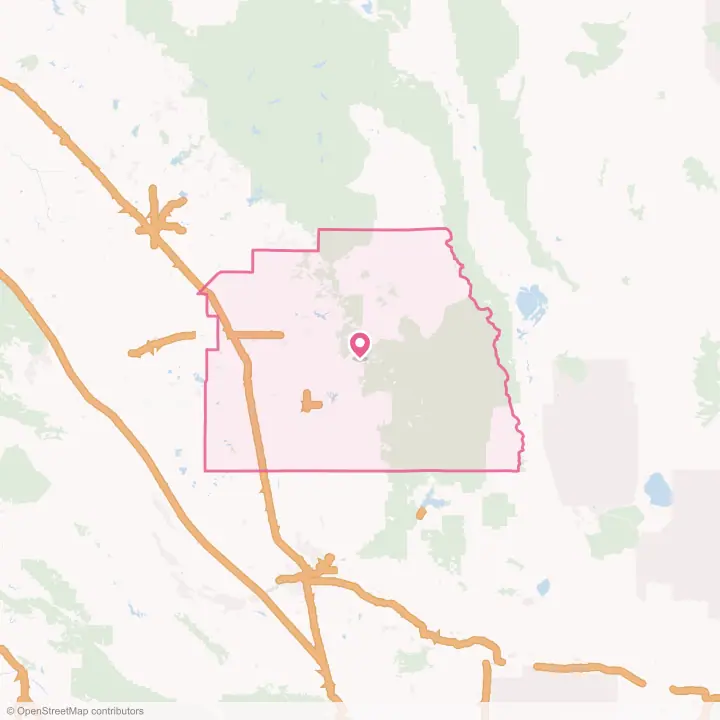 Map of the flower delivery area in Tulare County, California