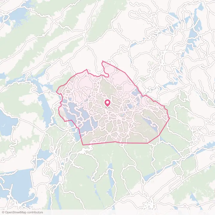 Map of the flower delivery area in Watauga County, North Carolina