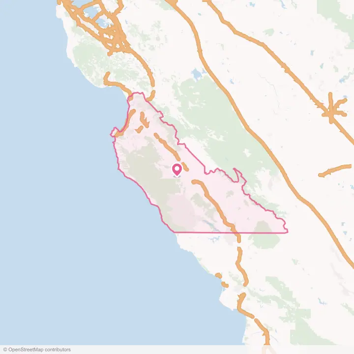 Map of the flower delivery area in Monterey County, California