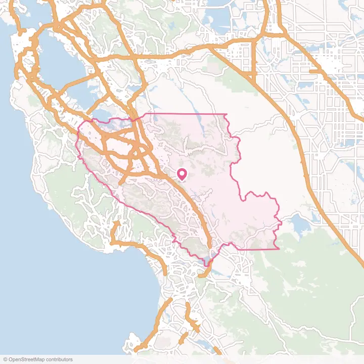 Map of the flower delivery area in Santa Clara County, California
