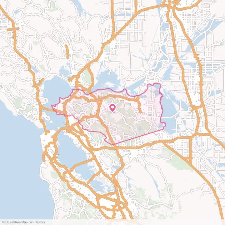 Map of the flower delivery area in Contra Costa County, California