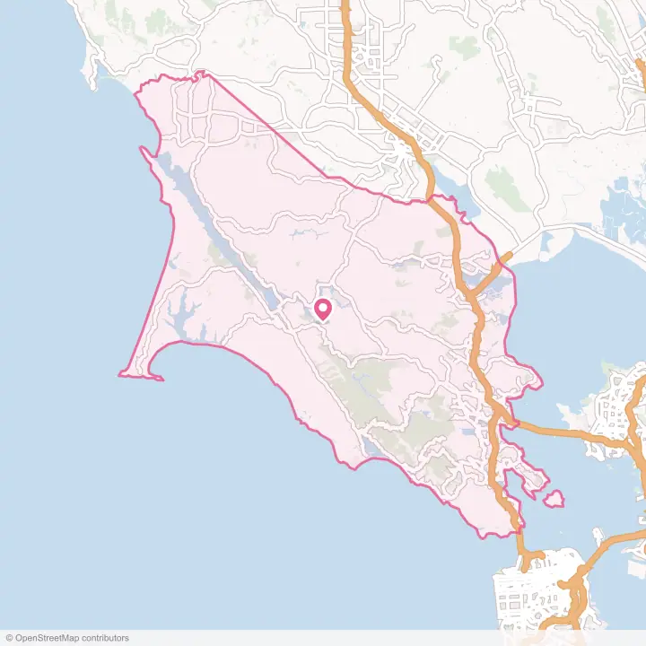 Map of the flower delivery area in Marin County, California