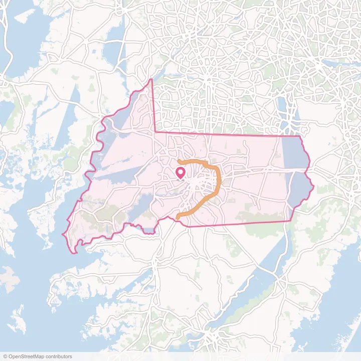 Map of the flower delivery area in Wicomico County, Maryland